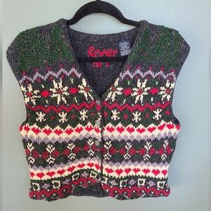 Vintage River Art Christmas Vest, Size Large